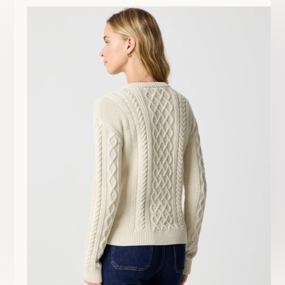 J. CREW cable-knit crewneck sweater, women’s Large - Picture 7 of 8
